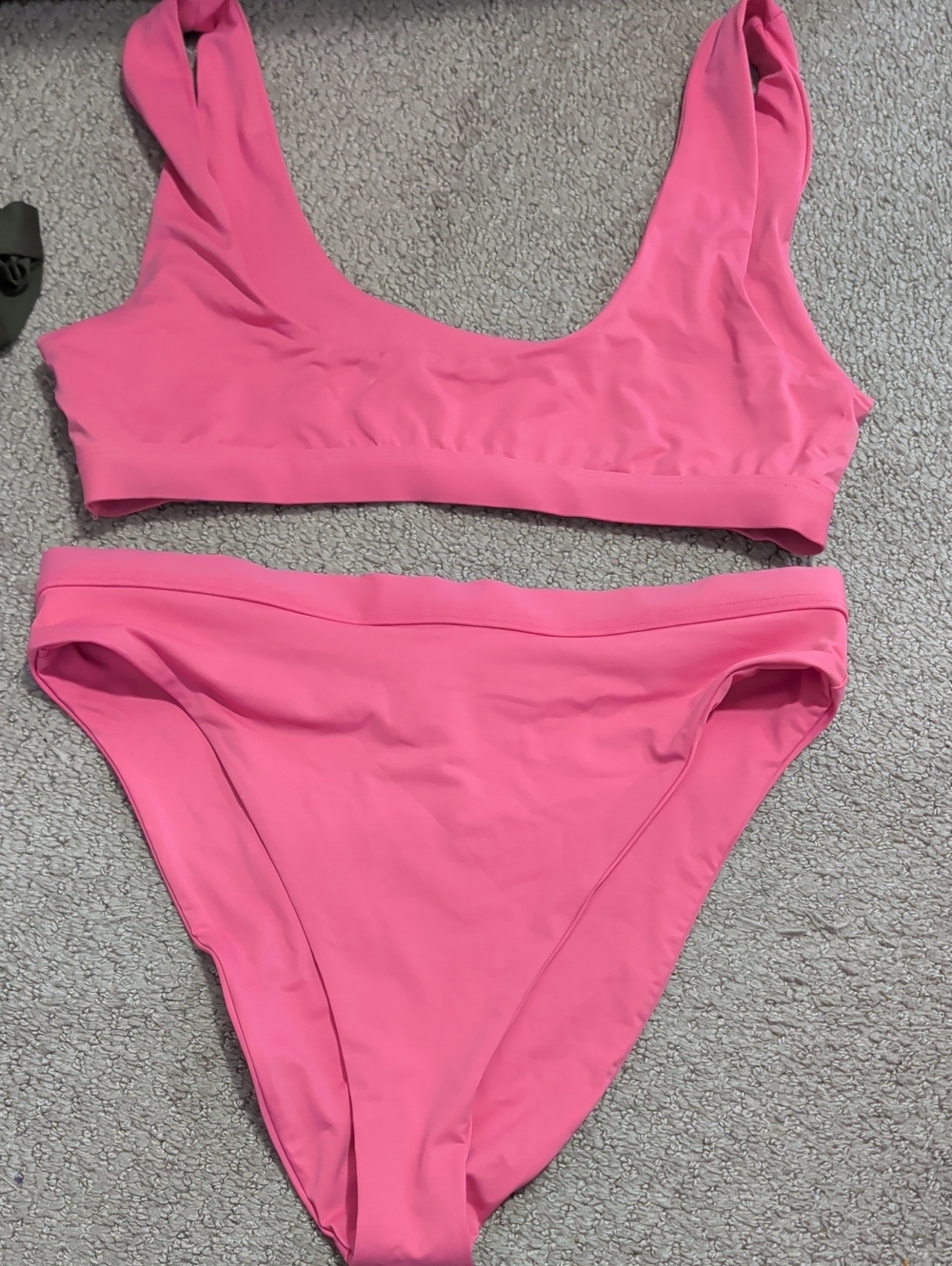 Dippin' Daisy's Neon Pink Scoop Bikini Set High Waisted High Cut Medium